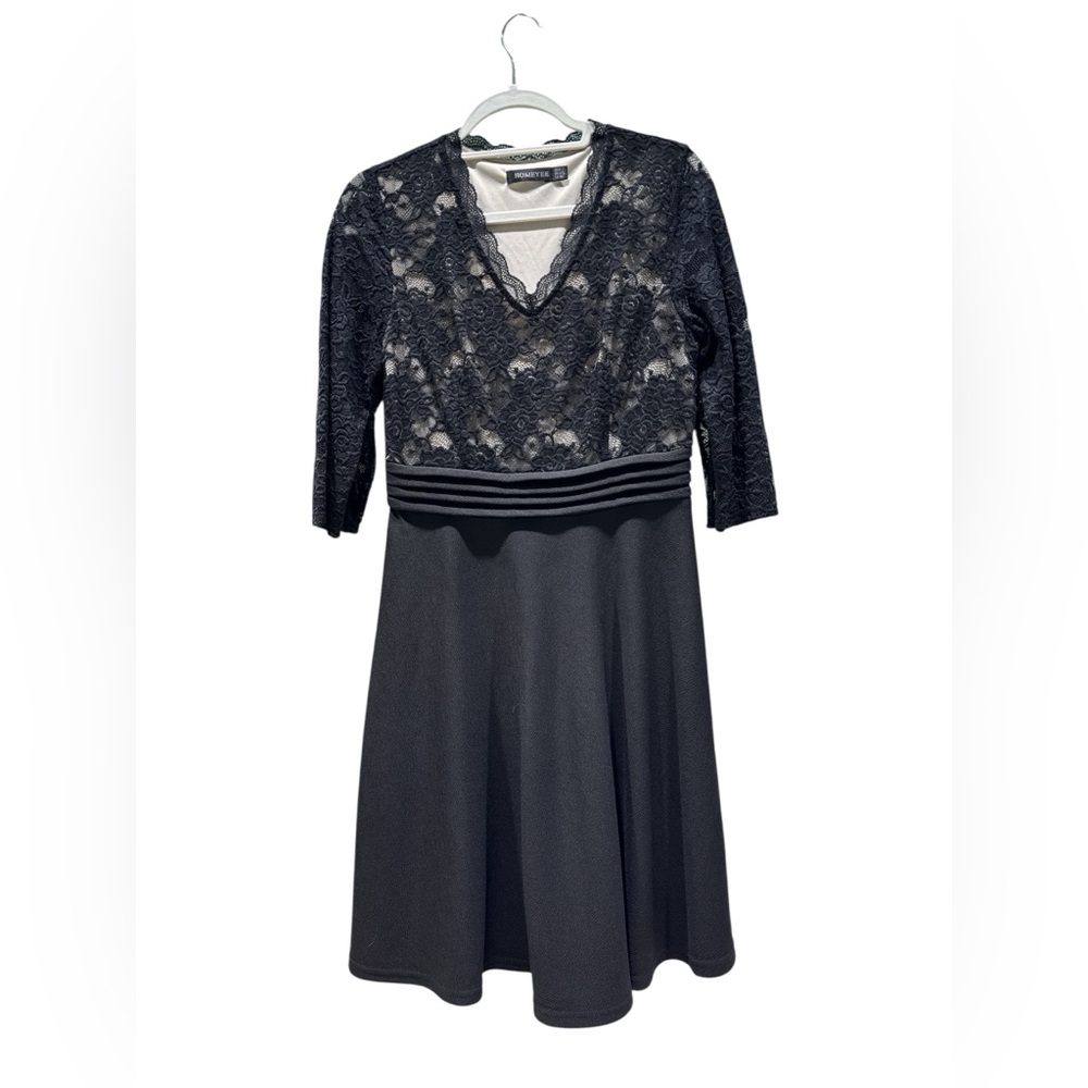 Elegant Black Lace Long Sleeve Dress